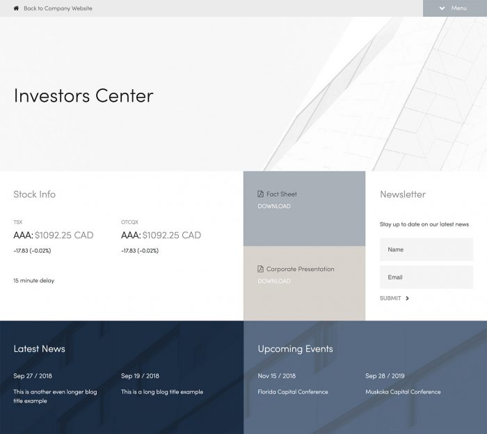Investor Relations Website Designs Best in Class IR templates Piknic